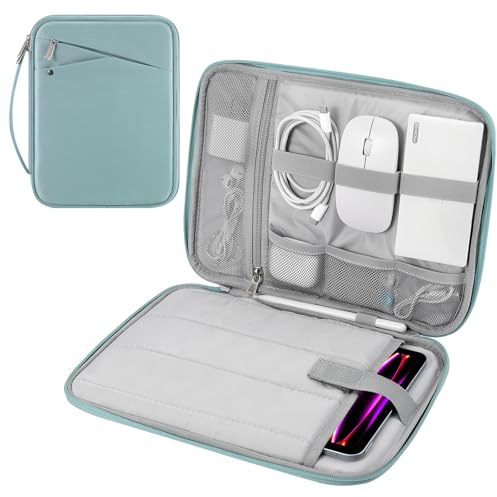 MoKo Housse de Transport pour Tablette 13 avec Poignée, Sac de Protection Rembourré pour 13 iPad Air M4 2026, MacBook Neo (A18 Pro), 13 iPad Pro M5, Galaxy Tab S9/S8 Plus 12.4,Bleu Brumeux