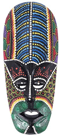 Rtxbvg Wooden Mask Wall Hanging Solid Wood Carving Painted Bar Wall Decor Home Decorations African Totem Mask Crafts A