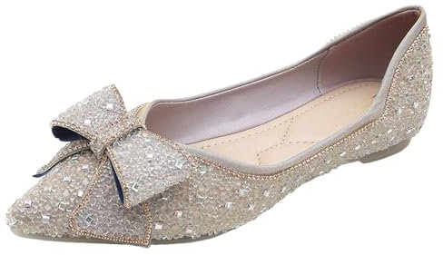 Ballerines pour femme - Chaussures basses avec nœud - Chaussures de ballerine à paillettes - Chaussures de mariage à enfiler - Chaussures plates légères - Chaussures d'affaires, lilas, 43 EU