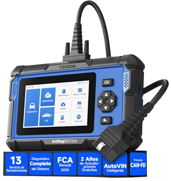 TOPDON ArtiDiag600 Elite Valise Diagnostic Auto Français, Systèmes Complets, 13 Réinitialisations, Outil de Diagnostic Voiture Multimarque avec FCA/SGW Can-FD, 2 Ans de mises à Jour gratuites