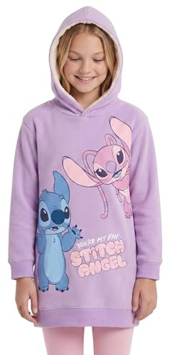 Disney Stitch Vestido Niña, Sueter Sudadera Vestido Diseño Stitch y Angel, Regalo para Niñas, Talla 3 Años | Lila