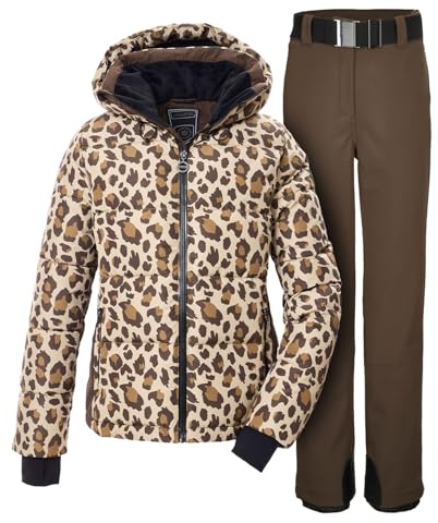 Killtec Damen Skianzug Größe 36 - aus Skijacke leopard und Softshell Skihose dunkelbraun - mit 10000mm Wassersäule - wasserdicht, atmungsaktiv