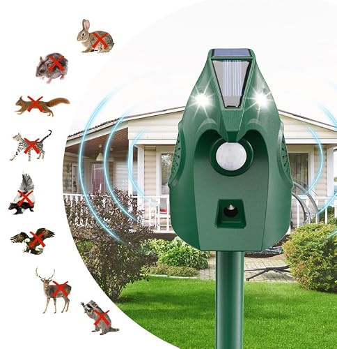 Repelente Ultrasónico para Gatos Exteriores, Repelente Palomas Ultrasónico Solar, Ahuyentador de Pajaros Animales, Carga USB Repelente Gatos Jardín Auyentar Perros, Palomas, PáJaros