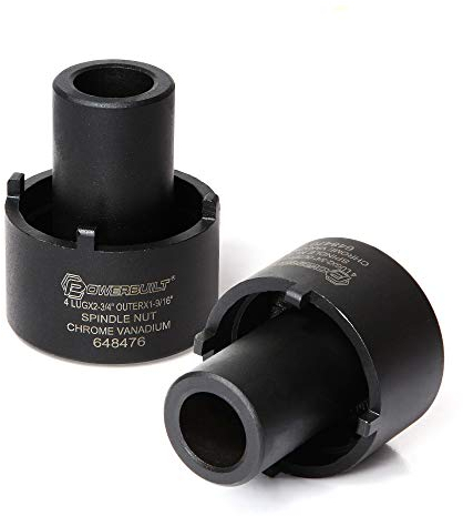 Powerbuilt Spindle Nut Socket, 4 Lug, 2-3/4-inch Outer, Ford, Easy Removal of Spindle Nuts, 2WD Rear Axles, Rotating Locknut - 648476, Black