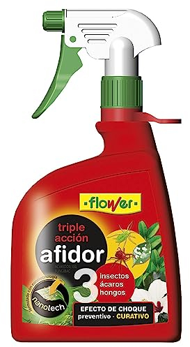 Flower - Afidor Triple Acción | Insecticida, Acaricida y Fungicida con Nanotecnología | Protección contra Pulgones, Ácaros y Oídio | Efecto Rápido y Prolongado, 1L