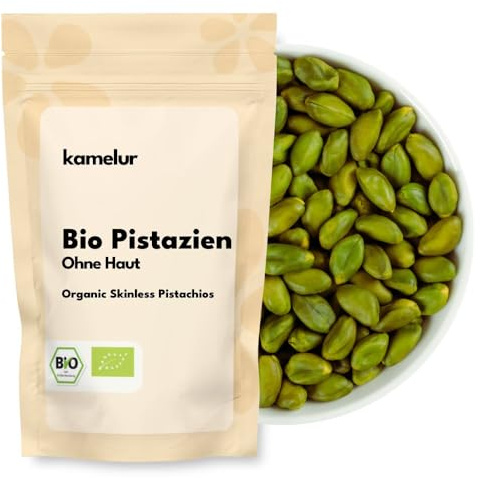 Kamelur 100g grüne BIO Pistazien ohne Schale und ohne Haut - naturbelassene Pistazienkerne, geschält und ungesalzen
