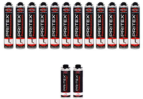 Bauschaum Set 12 x 750ml Pistolenschaum inkl. 2 Pistolenreiniger 500ml PU Schaum Montageschaum