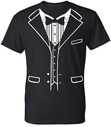 Kropsis Tuxedo Classic with Bowtie Party Wedding Men's T-Shirt, XL, Black