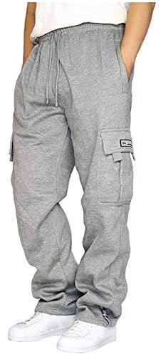 Pantaloncini da jogging da uomo in pile pesante con vita elastica, gamba dritta, stile casual, vestibilità ampia e baggy, con tasche, grigio, 4XL