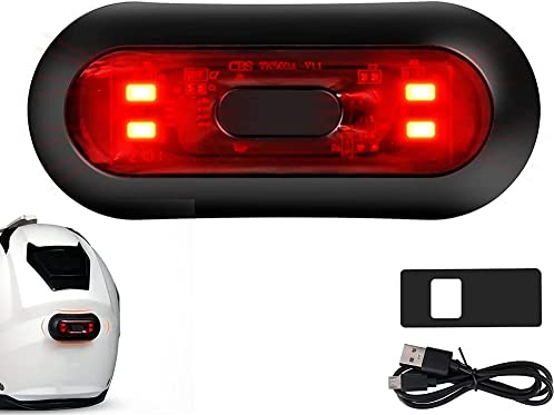 CURTT Luce LED per Casco, Luce Freno per Casco da Moto Ricaricabile Luce Posteriore Rossa di Avvertimento per Bici per la Notte