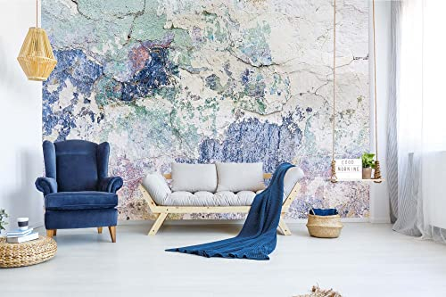 DIMEX LINE Non-Woven Photo Wallpaper Blue Dirty WALL 375 x 250 cm - Non-Woven Wallpaper, wall Mural, wall Art - Wallpaper for Living Room, Bedroom, Office, Kitchen