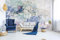 Vlies Fototapete BLAUE SCHMUTZIGE WAND 375 x 250 cm (inkl. Kleister) - Vlies Tapete, Wandtapete, Wandbilder - Tapete für Wohnzimmer Schlafzimmer, Büro, Küche - Montagefertig