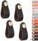 LEREATI 4pcs Poignée Meuble Cuir, Bouton Porte Placard Poignee Cuir Bouton de Tiroir, Poignee de Meuble Vintage pour Armoires, Commode, Cuisine, Salle de Bain (Noir, Monotrou)