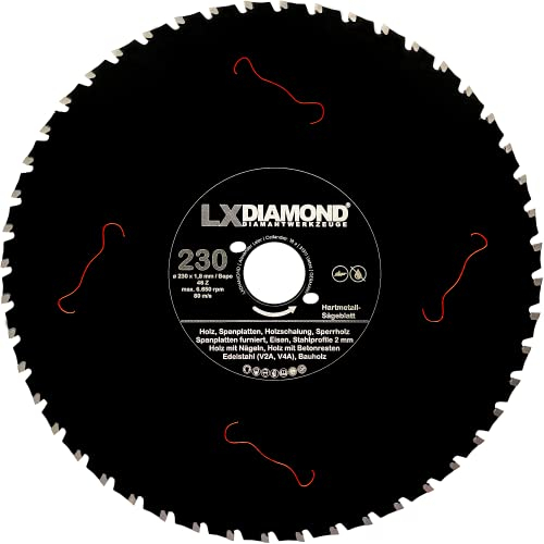 LXDIAMOND Hartmetall Sägeblatt 230mm für Holz, Metall, Stahlprofile, Eisen - Trennscheibe passend für Bepo FFS 230 Fensterfräse Montagefräse Fensterfugenschneider 230 mm - in Premium Qualität