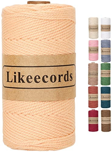 Likeecords 100% Cotton Crochet Bag Cord 2mm 170m Macrame Cord 2mm Crochet Thread Macrame Rope Gift for Knitter （Pink-Orange）