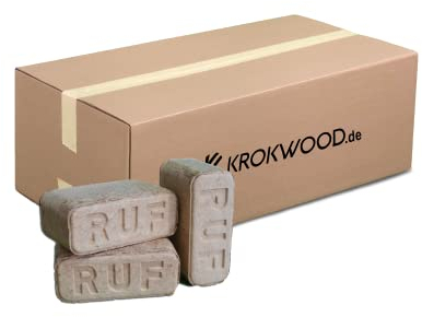 Krok Wood RUF Wooden Briquettes - Natural Oak and Beech Sawdust Briquettes - Slow Burn Briquettes for Wood Burner, Boilers and Oven (25 kg)