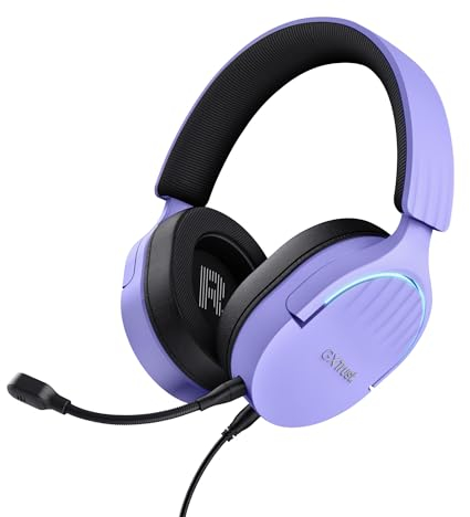 Trust Gaming GXT 490P Fayzo Cascos Gaming USB 7.1 Sonido Envolvente, Drivers 50mm, 35% Plástico Reciclado, Micrófono con Cancelación de Ruido, RGB Auriculares con Cable Over-Ear PC PS5 - Morado