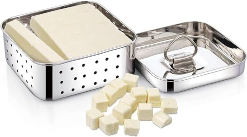 Crommie Stainless Steel Square Shape Paneer/Tofu/Cheese Maker/Mould Machine Hard Presse Mold KIt For Paneer/Cheese Making (350ml)