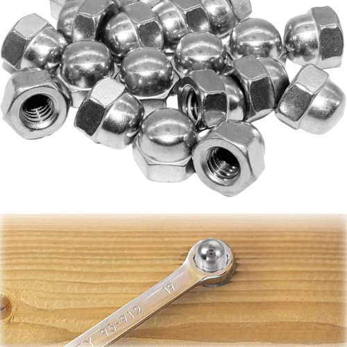 YIZWINS Lot de 50 écrous borgnes hexagonaux en acier inoxydable A2 V2A, M5