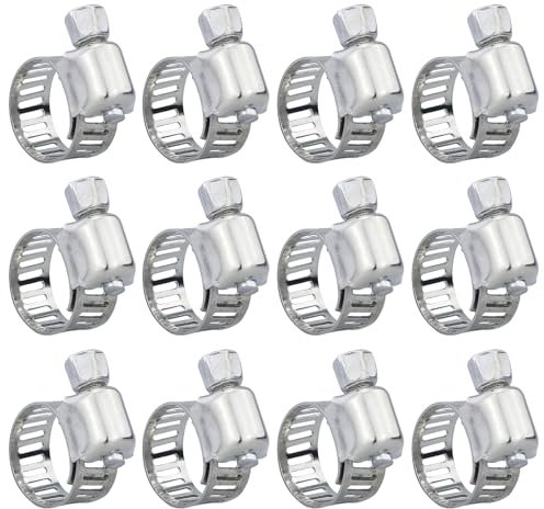 12Pcs Hose Clips 6-12mm Jubilee Clips Adjustable 304 Stainless Steel Hose Clamps Worm Drive Pipes Hose Clamps Clips