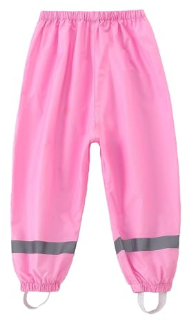 Dioshark Waterproof Trousers Girls Rain Over Pants Pink with Reflective Strip Baby Toddler Outdoor Mud Dirty Proof Trousers Lightweight Portable Breathable Walking Cycling Rainwear for Age 1-2 Years