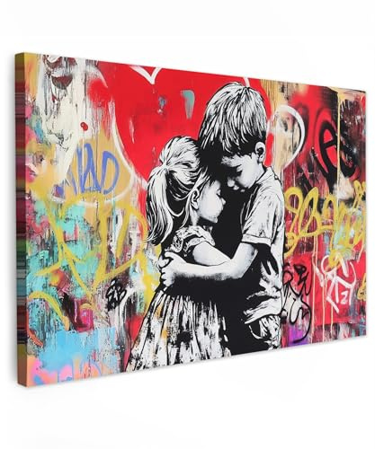 MuchoWow© Cuadros Decoracion Salon Modernos 120x80 cm para Dormitorios Cuadro Decorativos de Salon Lienzos Decorativo Pared Decoracion Lienzo Modernos Graffiti - Blanco y negro - Arte callejero