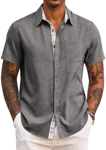 COOFANDY Chemise Homme Manches Courtes Chemisette Légère Chemise Décontractée Été Confortable