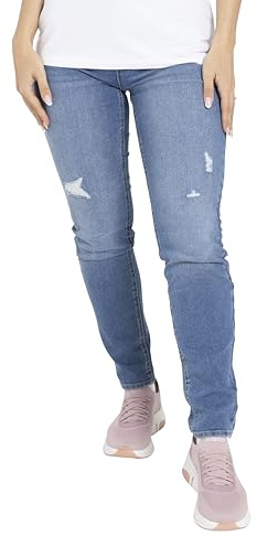 westAce Womens Jeans Skinny Stretch Trousers Slim Fit Mid Waist Supper Flex 5 Pockets Rise Pull On Straight Leg Cotton Smart Casual Ladies Denim Jeans Pants All Waist Size 08 to 20 (Light Blue, 12)