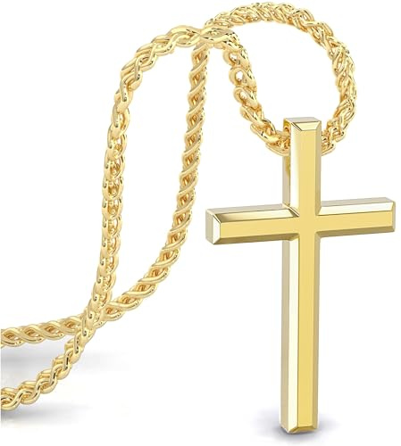 SERASAR Collar Cruz Hombre Colgante Cruz 60cm Oro Jesús Regalo