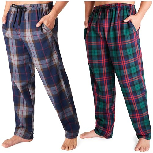 Get Trend 2-pack pyjamasbyxor för män, tonåringar, M – 3XL loungebyxor för nattkläder, mjuka pyjamasbyxor med fickor, gåvor för män