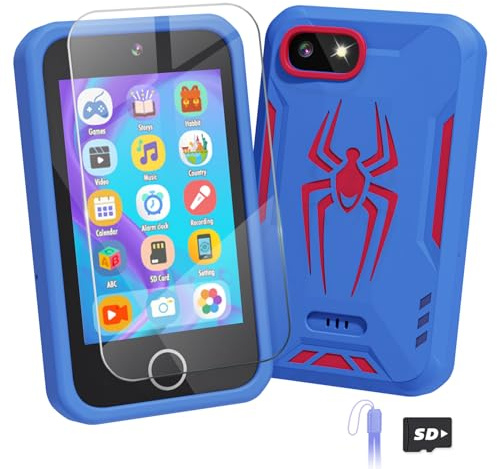 Manttely Kids Phone, 3.5 Spider Toy Phone for 3 4 5 6 7 8 9 Year Old Boys Gifts Toys Age 3-9, Christmas Birthday Gifts for Boys, Dual Camera,Storytelling, Music Player