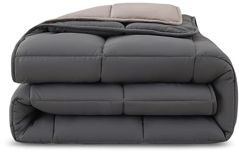 wometo 4-Jahreszeiten Steppbett 135x200 Oeko-TEX Wende-Design grau & hellgrau
