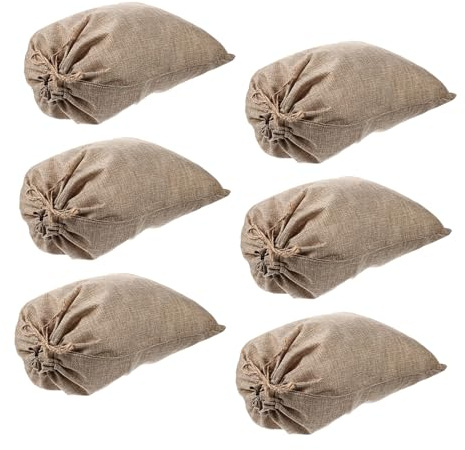DIYEAH Sacchetti di Juta con Coulisse, 6 Pezzi, 20 X 30 CM, per Conservazione di Verdure e Tuberi, Riutilizzabili e Ordinati per Cucina e Giardino