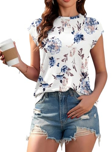 SENBATU T-Shirt Femme débardeur d'été à col Rond élégant et Basique Manches Courtes idéal pour Une Tenue Professionnelle ou décontractée