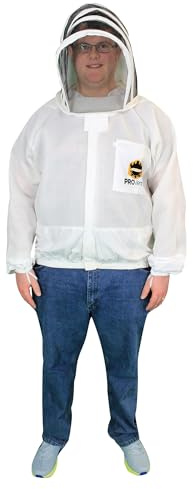 Mann Lake Provent Beekeeping Jacket, Professional Grade Vented Bee Gear with Self-Supporting Veil, Heavy-Duty Zippers, Elastic Wrist Openings, Reinforced High-Wear Areas & Chest Pocket, Medium