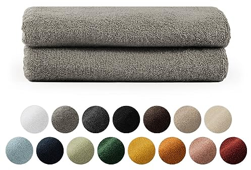 Blumtal Premium Frottier Handtücher Set 2 teilig 100% Baumwolle - Oeko-TEX zertifiziertes Towel 2X (50x100 cm) - Ultra saugstarkes Frottier Handtücher Set waschbar °60 - Handtücher Grau