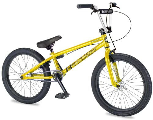 Eastern Bikes Lowdown 20-Inch BMX Bike – Hi-Tensile Steel Frame, Freestyle Stunt Bike for Kids, Teens & Adults – Beginner-Friendly, Durable for Street, Urban & Park Riding. (Yellow & Chrome)