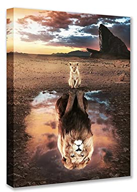 Walarky Art mural motivant sur toile avec motif d'animal Big Little Lions Mindset Is Everything - Tableau mural pour la maison, le salon, la chambre à coucher, la décoration, facile à accrocher