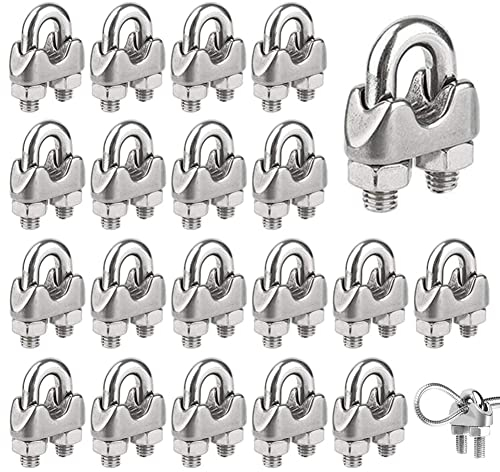 20 Stück Drahtseilklemme M3 Seilklemme Edelstahl 304 Bügelklemmen Seilklemme für Drahtseile Stahlkabel Seilen Ø 3mm