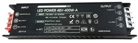 Jandei - Fuente de Alimentación Transformador 110/220V AC a 48VDC 400W 8,3A, Instalación en Interior IP20 para Tira Led, Neón o Dispositivos de Bajo Voltaje