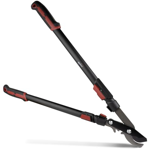 siwitec Teleskop Bypass Getriebeastschere SG-21, Bypass Baumschere für frisches Holz bis zu Ø 40 mm, Astschere mit scharfer Klinge aus Kohlenstoffstahl, Länge: 66-92 cm, Baumschere, Gartenschere