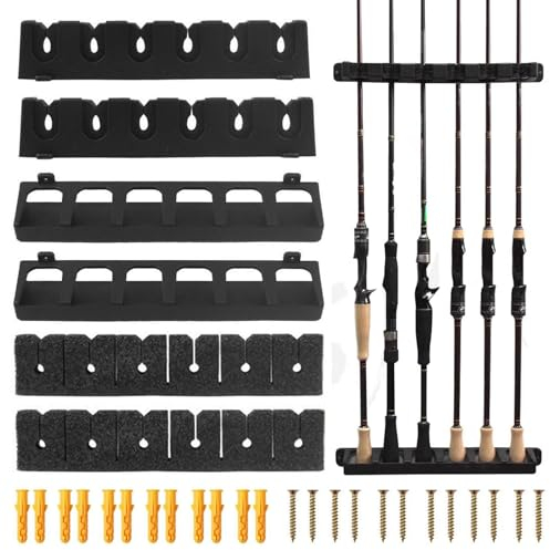 Soporte Cañas de Pescar, Cañeros para Barco para 12 Cañas Soporte Caña de Pescar Pesca Accesorios para Almacenamiento de Cañas de Pescar Montaje en Pared Entusiastas de la Pesca