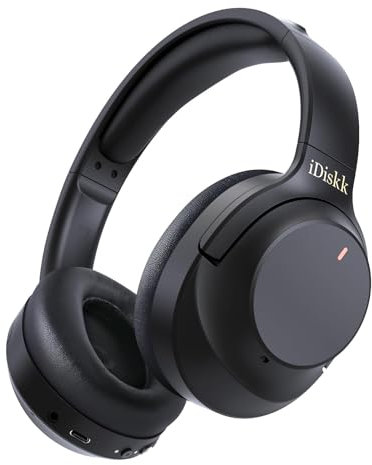 iDiskk E11A Casque Bluetooth Hybride à réduction Active du Bruit (ANC), Casque Supra-auriculaire sans Fil Bluetooth 5.3, Audio Haute résolution, Basses Profondes, Ajustement Confortable, Casque ANC