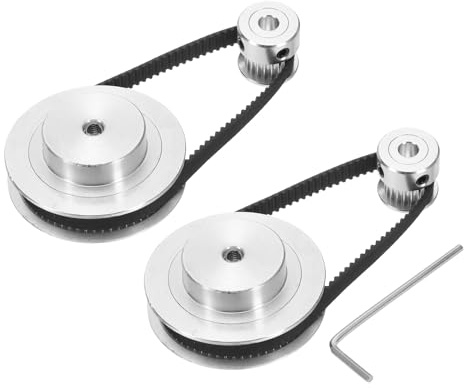 sourcing map 2 Set GT-2 Synchronous Wheel 20&60 Teeth 5mm Bore, Aluminum Alloy Timing Pulley Wheel with 2Pcs Length 200mm, Width 6mm Belt for 3D Printer, CNC Machine (20-60T-5B-6)