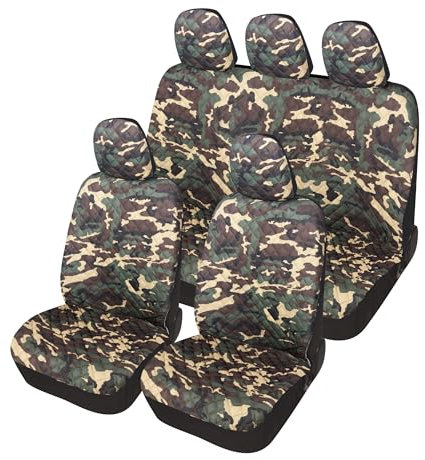 Auto Accessori Lupex A21 - Fundas universales para Asientos de Coche, Delanteras y traseras (Juego Completo, Camuflaje Verde)