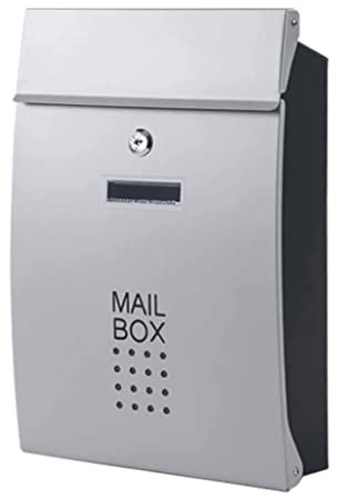 Boîte aux lettres murale à double porte avec serrure - Boîte aux lettres simple pour villas résidentielles - Gris argenté