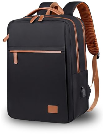 Mochila Hombre para Portátil 15.6 Pulgadas - Mochilas Hombre Elegante con salida USB Sensa el cable, Mochila Hombre Trabajo Versátiles para Oficina y Viajes, Mochilas Hombre Color Negro.