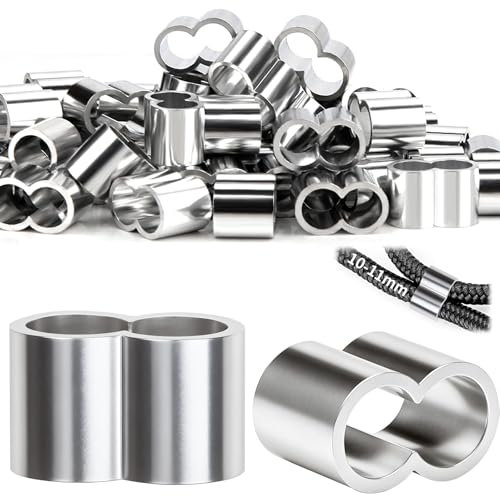 SWTYExt Seilklemme 10 mm Quetschhülsen 40 Stück Seilklemmen aus Aluminium Pressklemmen Doppelhülsen Würgeklemmen Crimpschlaufe für Gummiseil Anhängerplane Expanderseil Planenseil Befestigen
