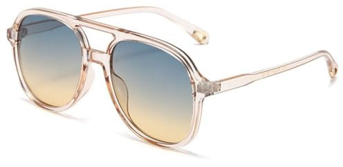 OSAGAMA Vintage Polarisierte Sonnenbrille Pilot Brille Oversized Sunglasses für Damen Herren (Champagner Hellblau)