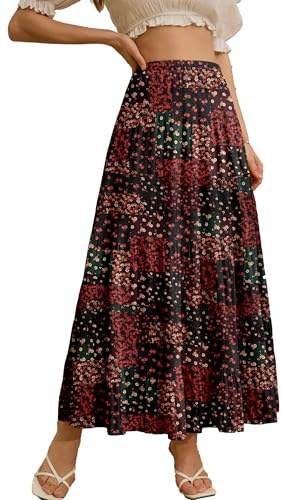 NiPaMi Faldas largas de gasa blancas para mujer, estilo boho, de verano, cintura elástica, plisadas, línea A, falda larga para mujer 2026, XL